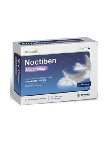 BENSANIA NOCTIBEN MELATONINA 30 COMPRIMIDOS MASTICABLES SABOR FRUTOS DEL BOSQUE
