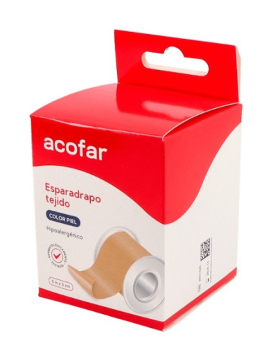 ESPARADRAPO ACOFAR TEJIDO 1 UNIDAD 5 m x 5 cm COLOR PIEL