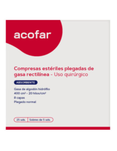 GASA ESTERIL ALGODON HIDROFILO COMPRESAS  ACOFARMA 25U (S
