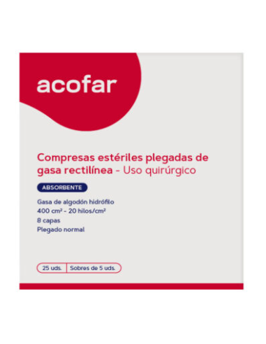 GASA ESTERIL ALGODON HIDROFILO COMPRESAS  ACOFARMA 25U (S