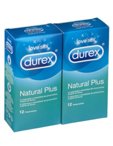 DUREX NATURAL PLUS PRESERVATIVOS 12 PRESERVATIVOS 2 CAJAS