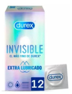 DUREX INVISIBLE EXTRA LUBRICADO 12 U