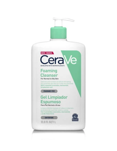 CERAVE GEL LIMPIADOR ESPUMOSO  1 ENVASE 1000 ML