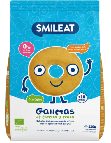 GALLETAS SMILEAT ECOLOGICAS ESPELTA Y FRUTA