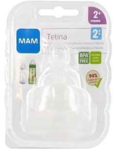 TETINA SILICONA MAM TEAT 2 FLUJO MEDIO 2+M