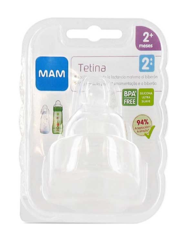 TETINA SILICONA MAM TEAT 2 FLUJO MEDIO 2+M