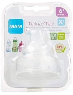 TETINA SILICONA MAM TEAT X FLUJO EXTRA RAPIDO 6+M