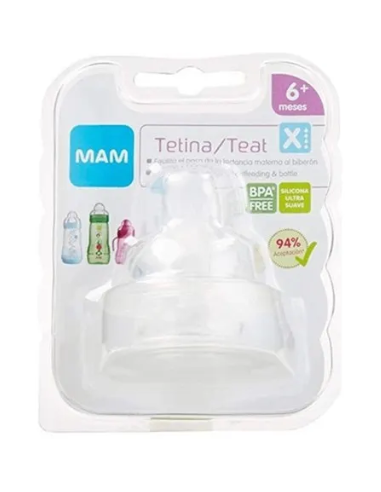 TETINA SILICONA MAM TEAT X FLUJO EXTRA RAPIDO 6+M