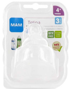 TETINA SILICONA MAM TEAT 3 FLUJO RAPIDO 4+ M