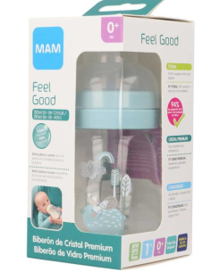 BIBERON CRISTAL MAM FEEL GOOD +0 MESES 1 UNIDAD A 170 ML AZUL