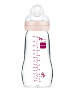 BIBERON CRISTAL MAM FEEL GOOD +2 MESES 1 UNIDAD R 260 ML ROSA