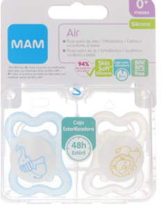 CHUPETE SILICONA MAM AIR 0+ A PACK DOBLE