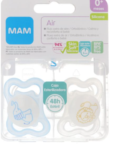 CHUPETE SILICONA MAM AIR 0+ A PACK DOBLE