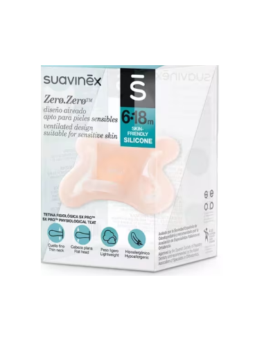 CHUPETE SILICONA FISIOLOGICO SUAVINEX SX PRO ZERO-ZERO 6 - 18 MESES 1 UNIDAD
